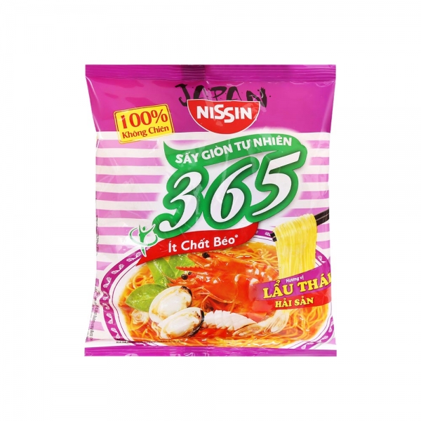 Mì không chiên Nissin 365 lẩu Thái hải sản gói 68g